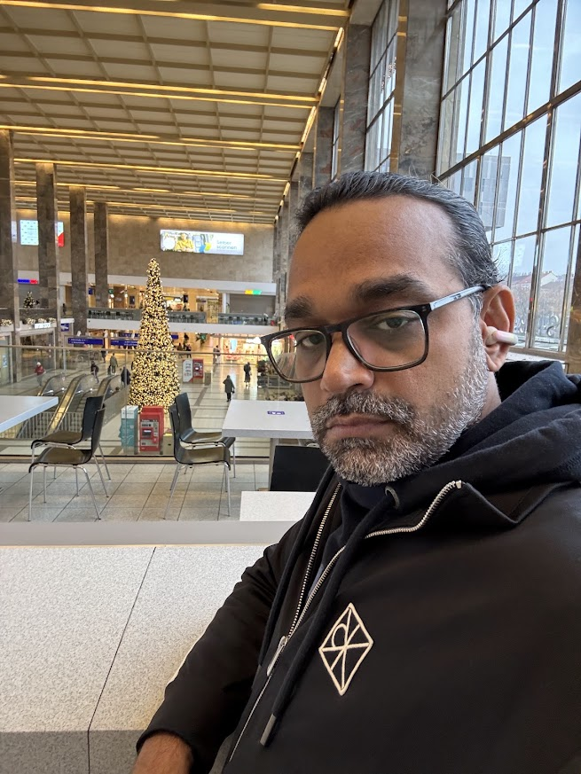Girish at Stuttgart station during winter